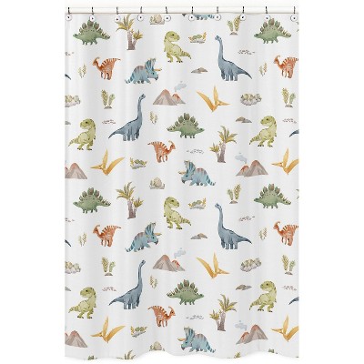 Sweet Jojo Designs Boy Shower Curtain 72in.x72in. Watercolor Dinosaur Dino Multicolor