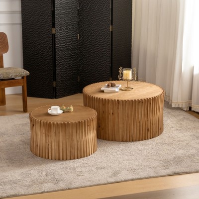 NicBex 31.5 Inch Coffee Table Modern Wooden End Table with Vertical Texture Relief Design for Living Room, Bedroom