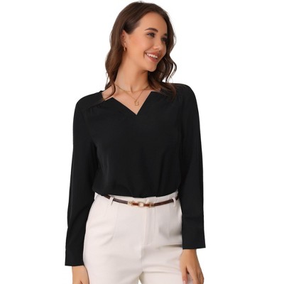 INSPIRE CHIC Women's Dressy Casual Long Sleeve V Neck Business Work Fashion Blouse