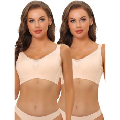 Allegra K Women's Adjustable Straps Minimizer Mesh Underwire Full Coverage Bras 2 Packs