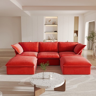 Sectional Couches for LivingRoom,162.98" U Shaped Cloud Modular Sectional Sofa with Storage Ottomans,Covers Removable& Replaceable