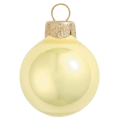 Northlight Pearl Glass Christmas Ball Ornaments - 3.25" (80mm) - Soft Yellow - 8ct