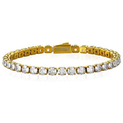 Crucible 18k Gold Plated 5mm Simulated Diamond Tennis Bracelet