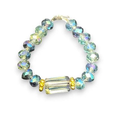 Michelle Marie Boutique's Beaded Stretch Rings with Rectangle Crystal | Elegant & Minimalist Handmade Jewelry