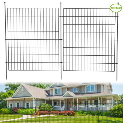 10 Panels No Dig Decorative Fence for Outdoor ,Yard, Patio,40 In(H)  X 24 Ft(L) Animal Barrier Rustproof Metal Wire Panel,Temporary Fence- Horizontal