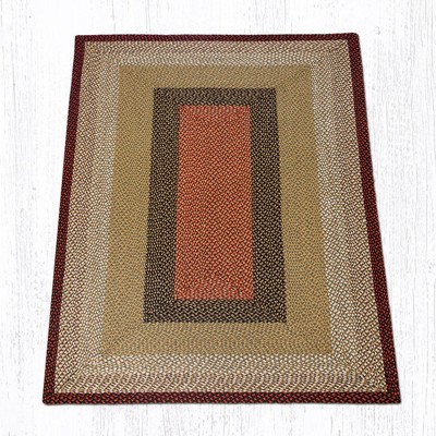 Earth Rugs Handwoven Burgundy/Mustard Oblong Braided Rug – Natural Jute Accent Rug