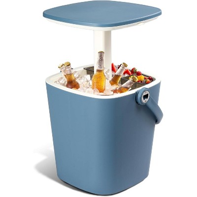 Outdoor Cooler Table, 4 Gallon Portable Patio Cooler Side Table with Handle, Bottle Opener and Lift Top Lid