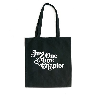 City Creek Prints Just One More Chapter Fancy Script Canvas Tote Bag - 15x16 - Black