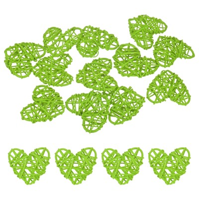 Unique Bargains Heart Shaped Wicker Rattan Decorative DIY Crafts Balls 2.4 Inch 12 Pcs