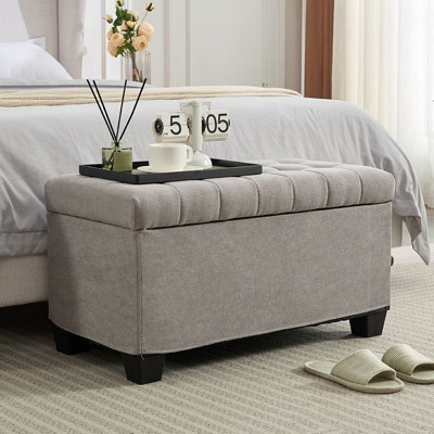 Kumasinova Multipurpose End of Bed Storage Bench,Entryway Bench with Removable Lid,Storage Ottoman Bench for Living Room,Bedroom,Entryway,Gray