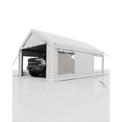 12x20 Ft Portable Garage, with 200G Side Walls, Front and Rear Doors, Heavy Duty Waterproof Tarp, Storage for Boats, Trucks, and Suvs