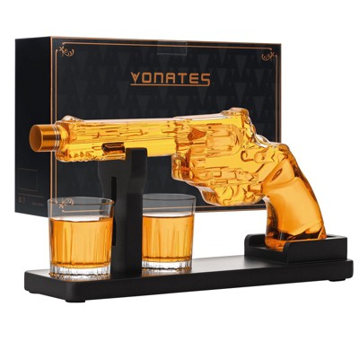 VONATES Handcrafted Whiskey Decanter with 2 Glasses & Stand Birthday Gift