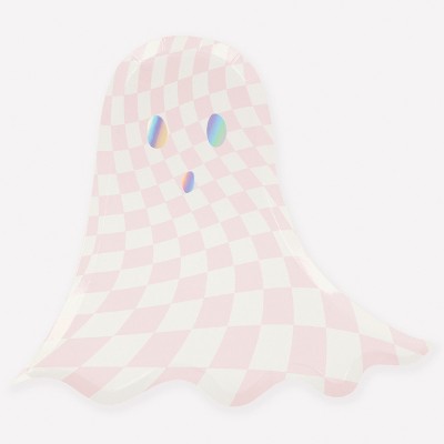 Meri Meri Pink Checker Ghost Plates (Pack of 8)