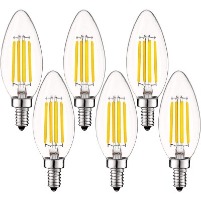 Luxrite Vintage Candelabra LED Bulb 60W Equivalent, 550 Lumens, 4000K Cool White, LED Chandelier Light Bulbs 5W, Dimmable, UL Listed, E12 Base 6 Pack