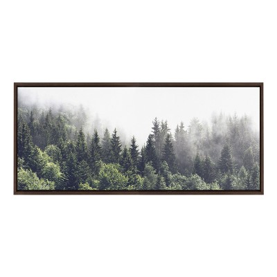 Kate and Laurel Sylvie Lush Green Forest On A Foggy Day Framed Canvas by The Creative Bunch Studio