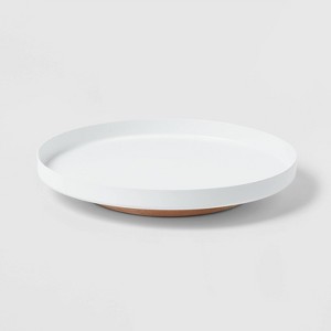 Metal and Rubber Wood Lazy Susan Turntable Organizer White - Brightroom™ - 1 of 3