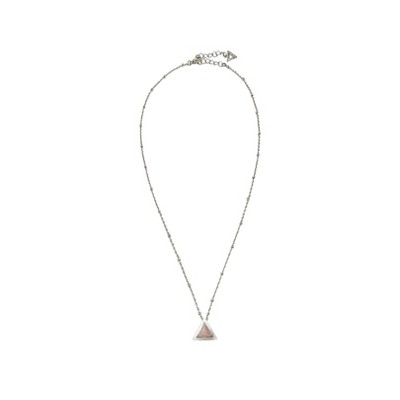 DIPHDA™ Luxury Satellite Necklace - Handmade Triangle Pink Rose Quartz Crystal/ Gemstone Pendant Jewelry (Silver)