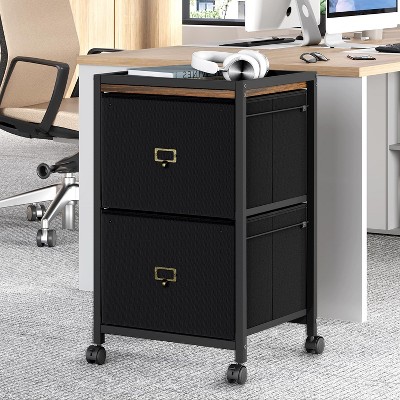 3-Drawer Mobile File Cabinet with Wheels, Vertical Filing Storage for Letter Size & A4 Documents, Compact Under-Desk Organizer, Black