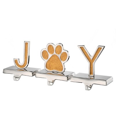 3pc 5" Gold Sparkle "JOY" Christmas Stocking Holders - National Tree Company