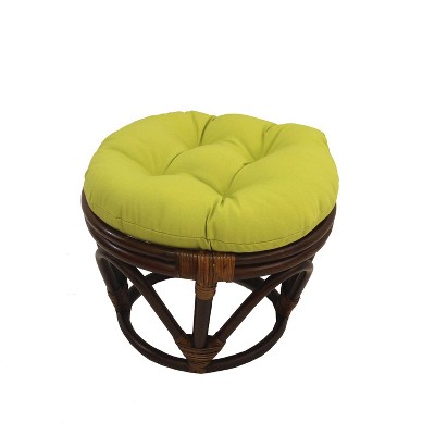 Rattan Footstool with Twill Cushion - International Caravan