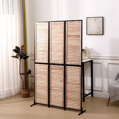 KWPZQEB 70.27"H 3 Panel Room Divider, Wood Folding Privacy Screen, Privacy Wall with Shutters,Freestanding Privacy Partition for Home, Office, Bedroom