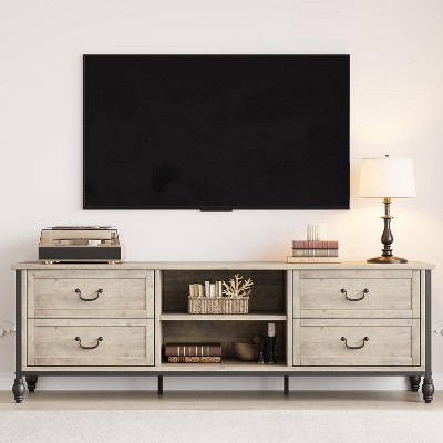 COZONY 65" Rustic Grey TV Stand, Mid Century Modern Entertainment Center for Living Room with Storage & Adjustable Shelves, Fits Up to 75 Inch TVs