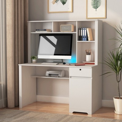 KTMBDW Computer Desk with Hutch & Bookshelf,Wood Executive Desk Teens Student Desk Writing Laptop Home Office Desk with Drawers for Home Office