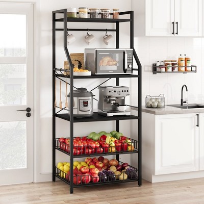 Whizmax Kitchen Bakers Rack, Coffee Bar with Storage 5-Tiers, Microwave Stand Kitchen Rack, Kitchen Shelf, Bookshelf