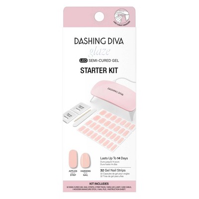 Dashing Diva Glaze Semi-Cured Gel Nail Polish Strips Starter Kit - 32ct