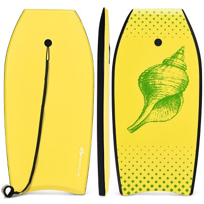 Costway 41''/37'' Super Lightweight Bodyboard Surfing W/Leash EPS Core Boarding IXPE Yellow