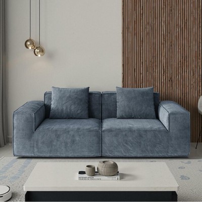 Dolonm 86.6"Modular Combination Sofa,Convertible Boneless Compression Sofa Bed,2 seats,for Living Room Bedroom, No Assembly Required