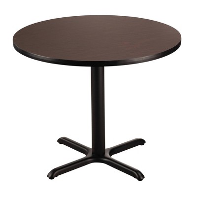 36" Round Composite Core Dining Height Dining Table Laminated Mahogany with Black Steel Base - National Public Seating: Modern Style, Seats 4