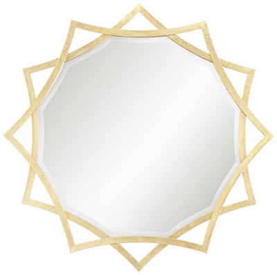 Uttermost Sola Sonnet Sunburst Vanity Decorative Accent Wall Mirror Modern Beveled Gold Iron Frame 34" Wide for Bathroom Bedroom Living Room Entryway