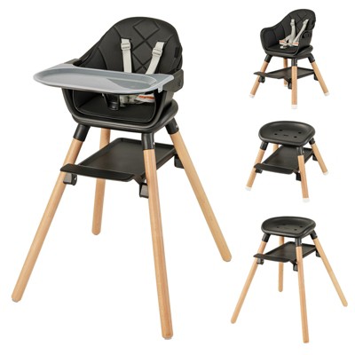Infans 6-in-1 Convertible Wooden Baby Highchair Infant Feeding Chair w/ Removable Tray