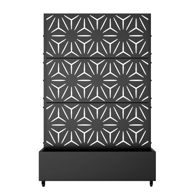 72-in H x 47-in L x 16-in W Black Metal Planter with Trellis ( Star 01 )