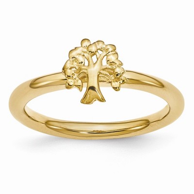 Black Bow Jewelry Gold Tone Plated Sterling Silver Stackable Expressions 8mm Tree Ring