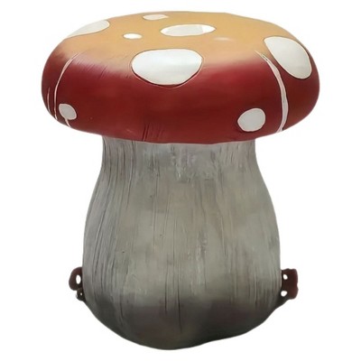 INFURNIC Mushroom Statue Stool Outdoor Garden Forest Base Courtyard Lawn Courtyard Decoration Indoor Party Festival Kid Gift, Orange,