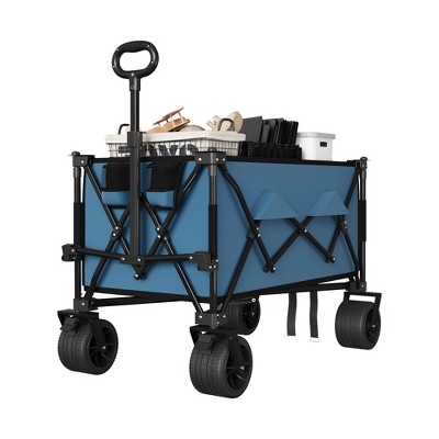 Wagon Cart Foldable with 350lbs Weight Capacity, Heavy Duty 280L Folding Utility Garden Cart for Beach, Camping, Outdoor