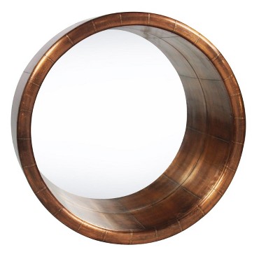 HomeRoots 21" Copper Round Metal Framed Accent Mirror