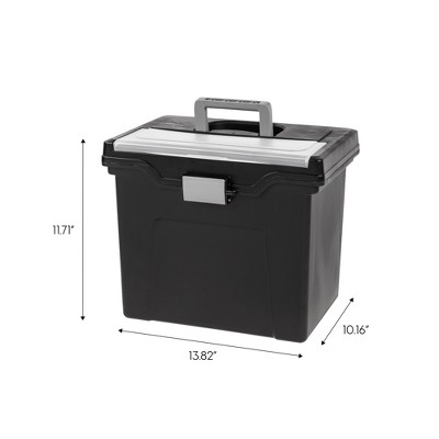 IRIS USA Portable Letter Size File Box with Handle for Hanging Folders