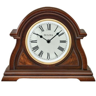 Bulova Clocks Bostonian Lighted Mantel Quartz Clock in Cherry Wood Finish
