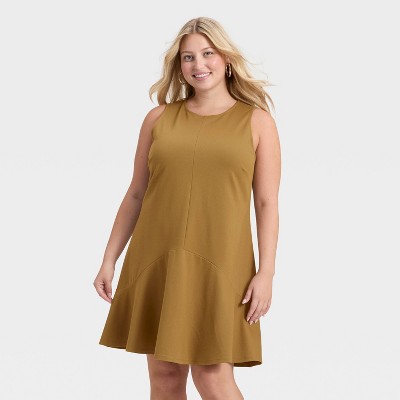 Women's Seam Detail Ponte Knit Flounce Mini Dress - A New Day™