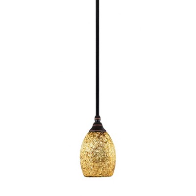 Toltec Lighting Any 1 - Light Pendant in  Black Copper with 5" Gold Fusion Shade