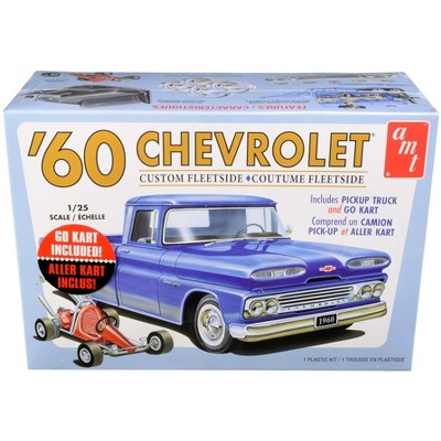 Skill 2 Model Kit 1960 Chevrolet Custom Fleetside Pickup Truck with Go Kart 1/25 Scale Model by AMT