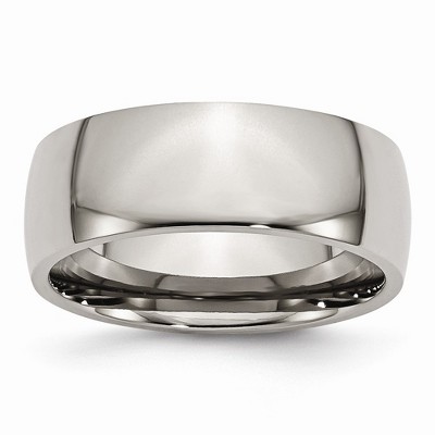 Black Bow Jewelry Titanium 8mm Polished Domed Comfort Fit Band