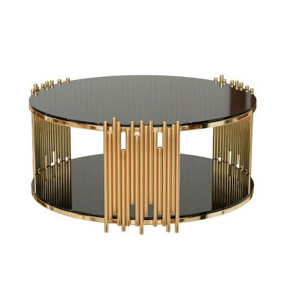 Dolonm Modern minimalist light luxury style stainless steel circular coffee table