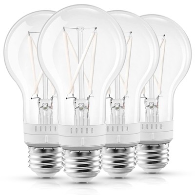 Luxrite A19 Vintage LED Light Bulb 60 Watt Equivalent, 5CCT Dimmable, 800 Lumens, Edison Bulb 7W, UL Listed, E26 Medium Base 4 Pack