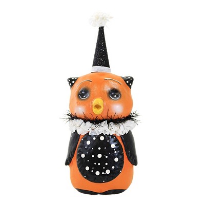 Bethany Lowe 6.5 Inch Polka Dot Owl Halloween Figurine , Portable Halloween Decor Halloween Witch Hat (1PC)