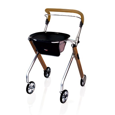 Stander Let's Go Indoor Rollator, 4-Wheel Walker with Tray & Basket by Trust Care