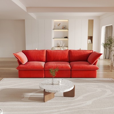 123.9" Cloud Modular Sectional Sofa, Modern Comfy Couch Filled with Down,Wide Deep Seat Couches for Living Room Apartment Lounge Bedroom